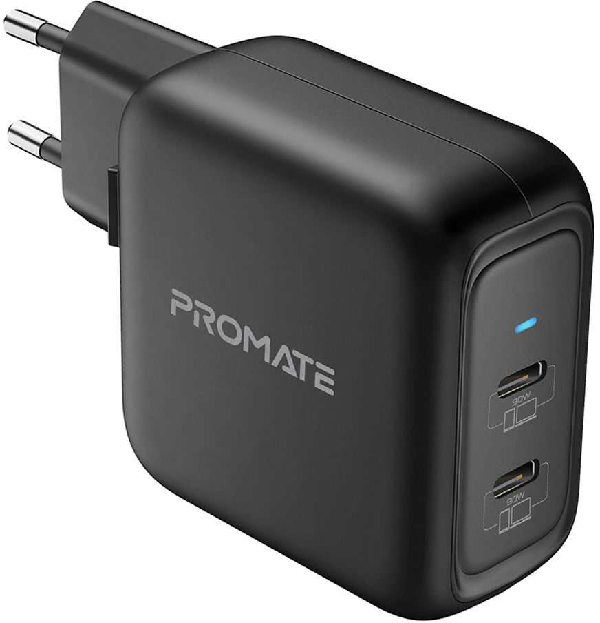 

Сетевое зарядное устройство Promate GaNPort-90PD 90 Вт 2хUSB-C Black (ganport-90pd.black)