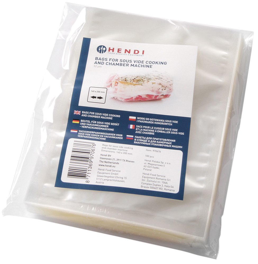 

Пакеты для вакуумной упаковки и sous-vide Hendi 150x200 мм, 100 шт