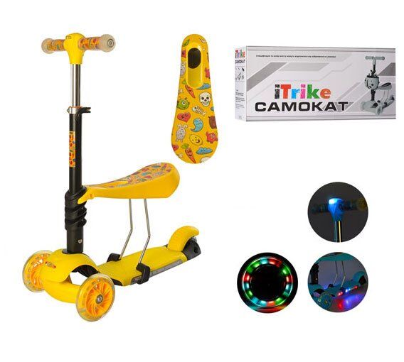 

Самокат-беговел iTrike MAXI JR-3-076-A-Y Фара Желтый (ПВХ 120 мм передние и 90 мм задние)