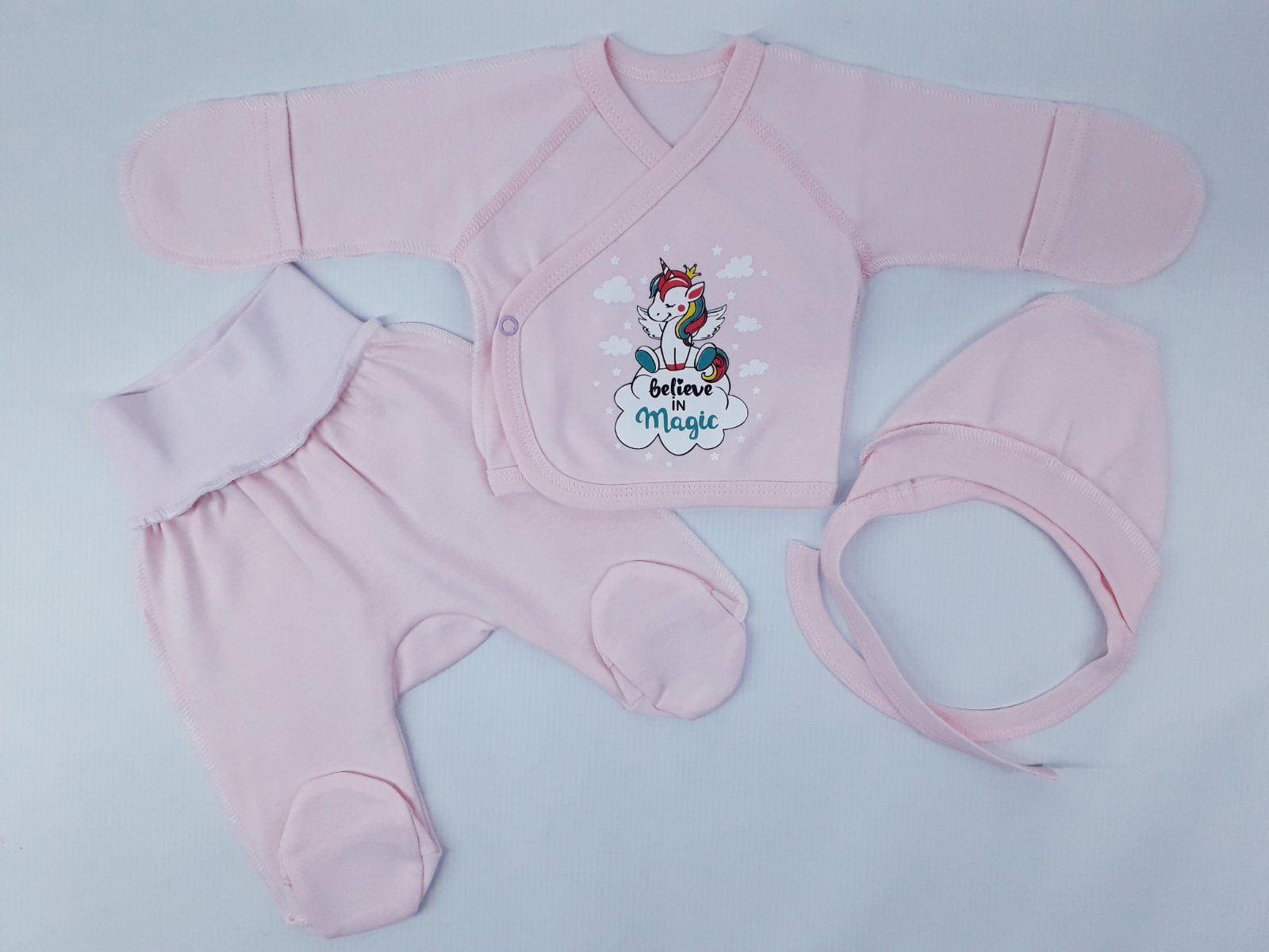 

Комплект (распашонка+ползуны+шапка) Baby City 0063 50см(р) розовый