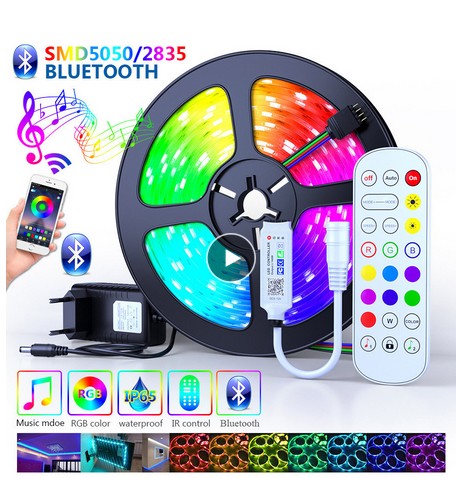 

Светодиодная лента LED SMD 5050 RGB Голосовая и музыкальная синхронизация управления + Bluetooth APP Control led (комплект: контроллер – пульт управления – блок питания – умная лента 5м.)