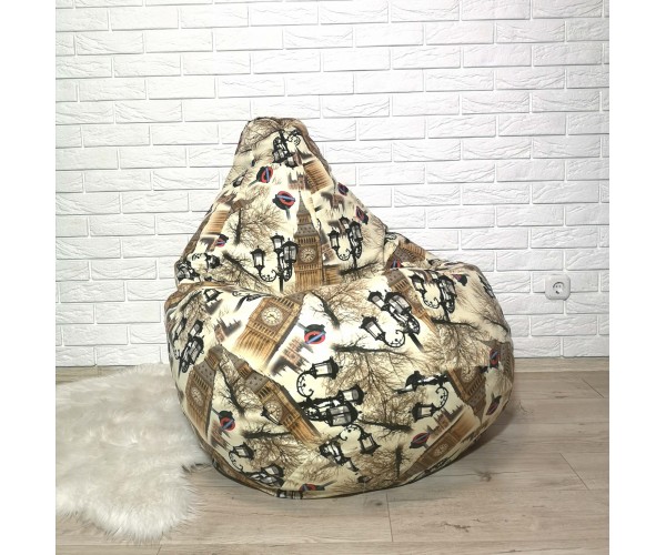 

Кресло-груша велюр с принтом "Биг-Бен" KatyPuf XL 125x90