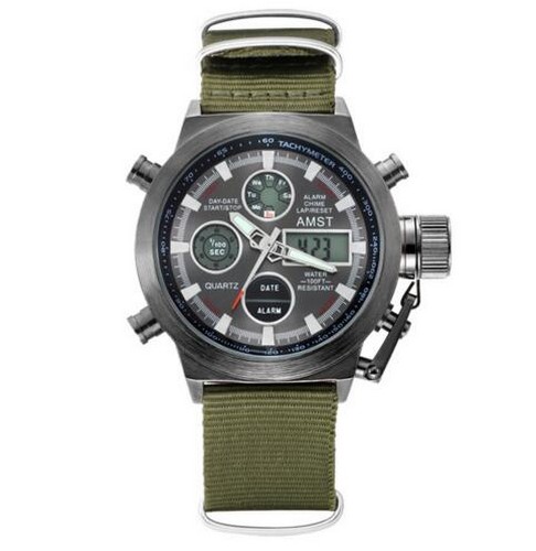 

Часы наручные AMST 3003 Black-Black Green Wristband
