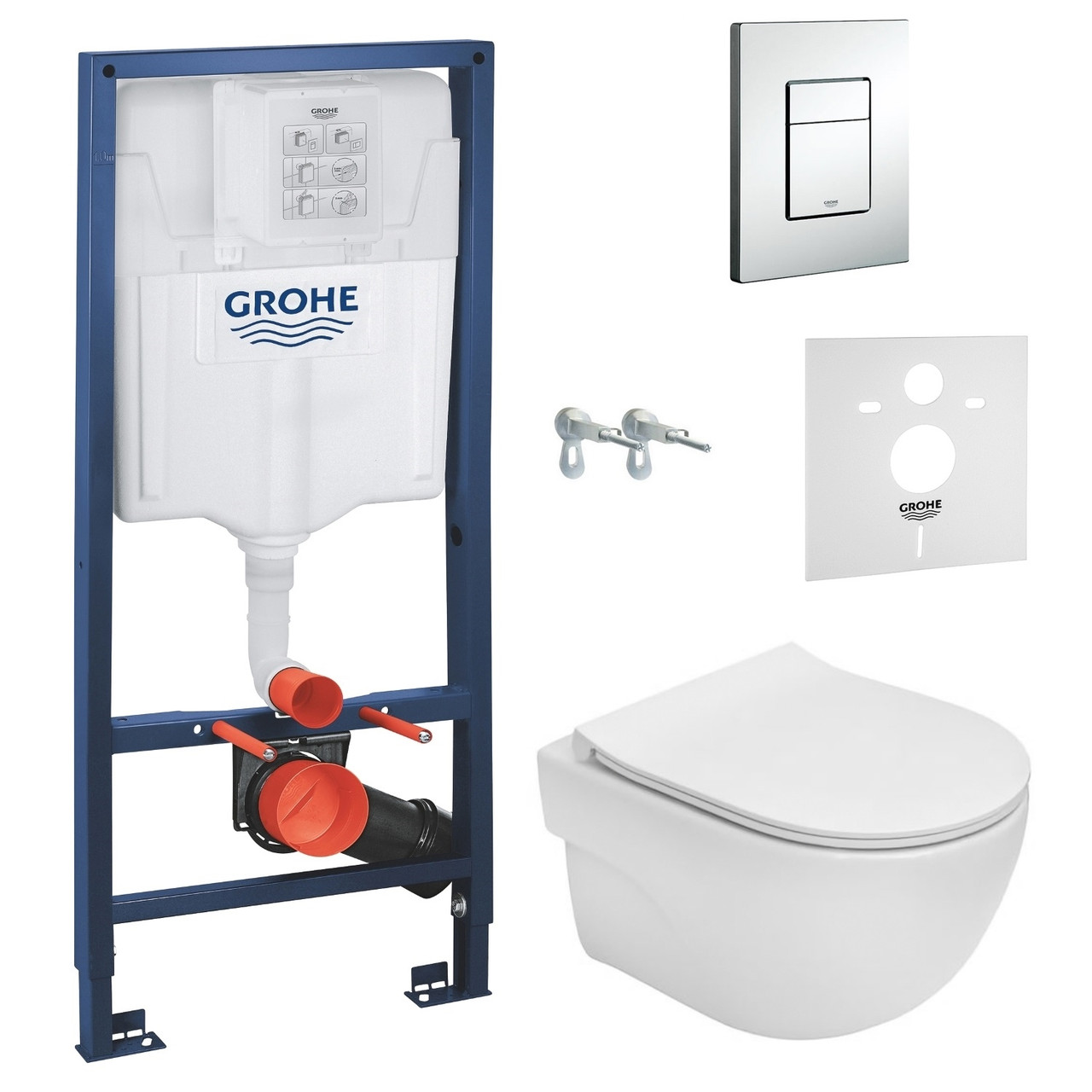 

Комплект: унитаз MERIDIAN Rimless, с сиденьем Slim, slow closing + инсталляция RAPID SL 3в1+GROHE звукоизоляционная прокладка