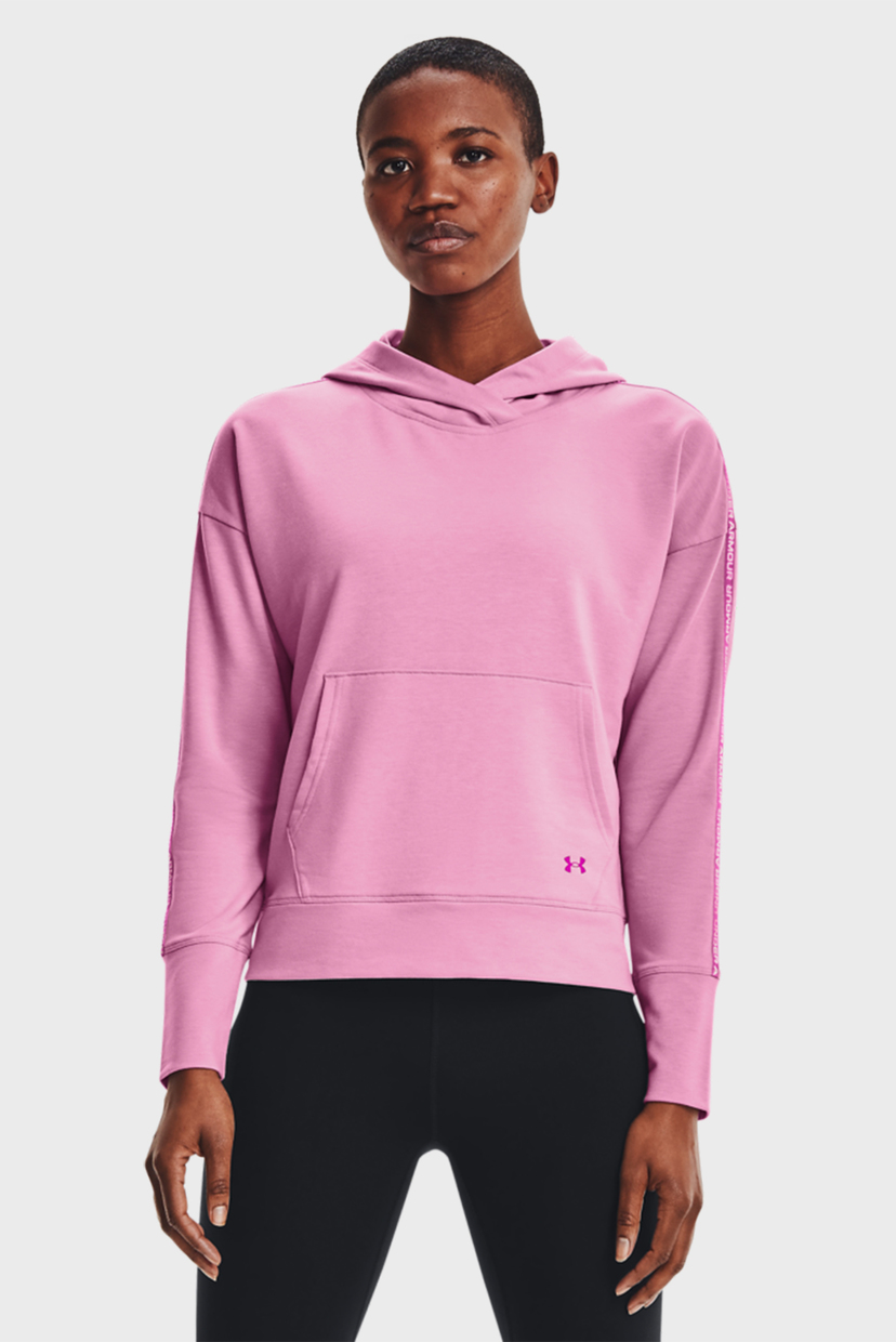 Женское розовое худи UA Rival Terry Taped Hoodie Under Armour XS 1360904-680