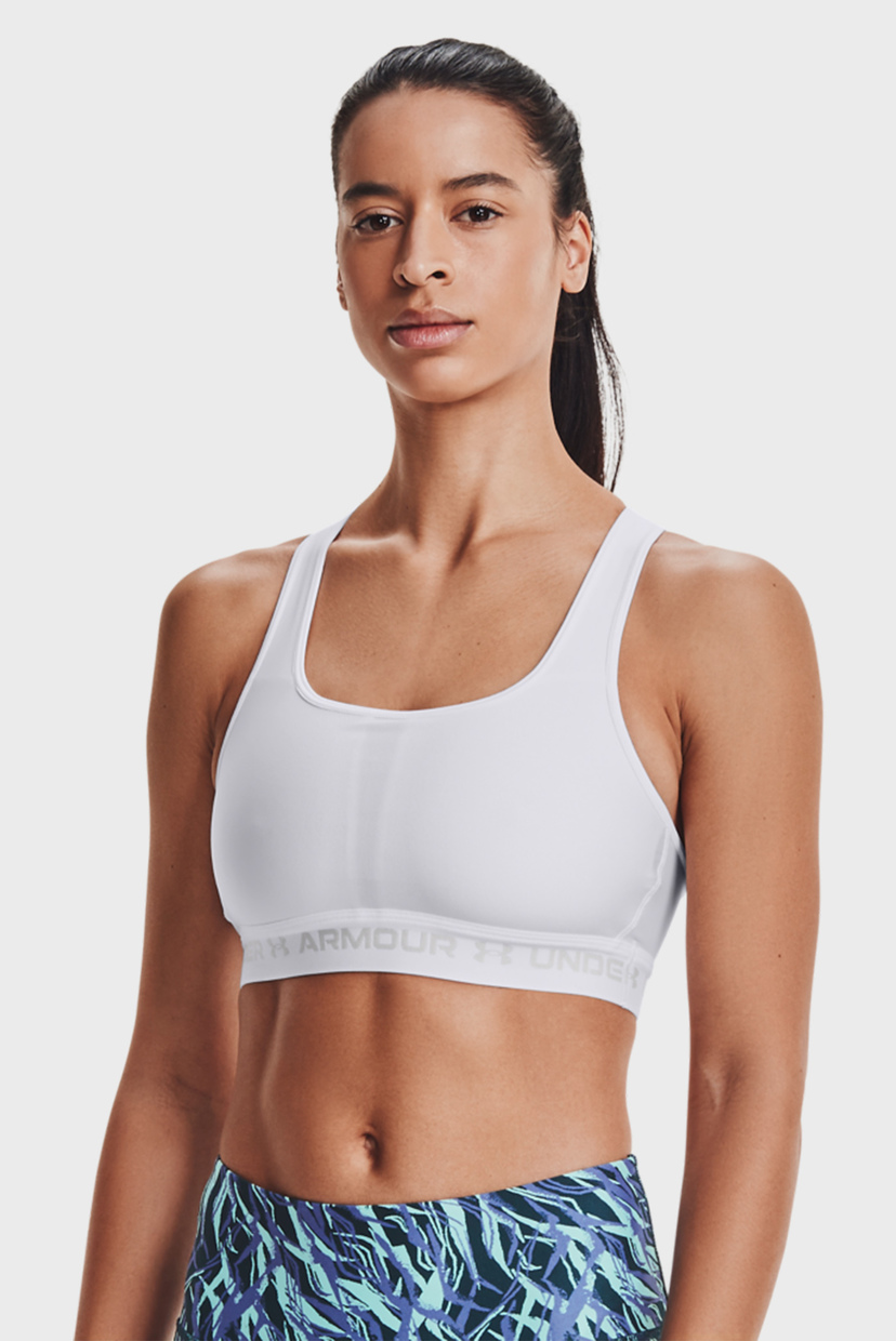 

Женский белый спортивный топ UA Crossback Mid Bra Under Armour XS 1361034-100