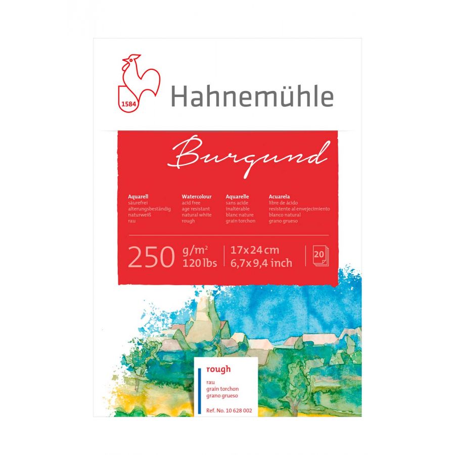 

Блок для акварели Hahnemuhle Burgund 20л 250г открытки А6 rough