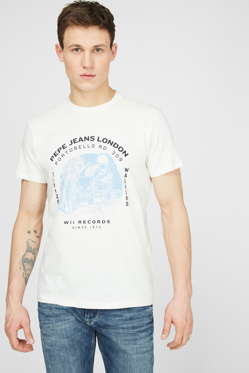 

Мужская белая футболка Pepe Jeans  PM507734, Мужская белая футболка Pepe Jeans S PM507734