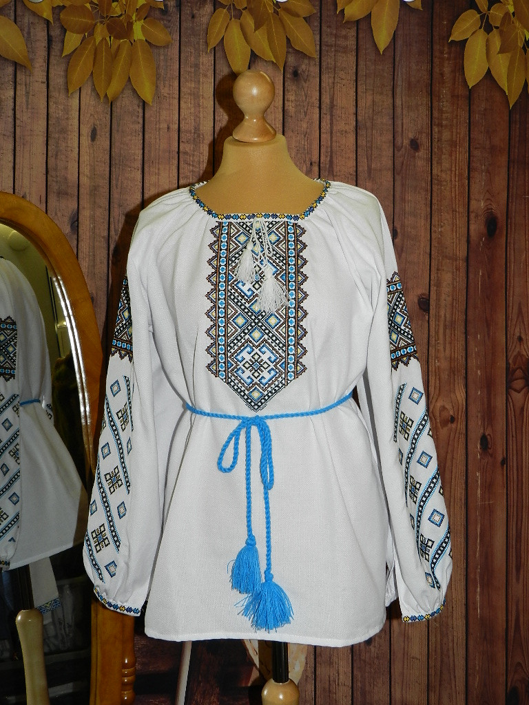 

Вишиванка білого кольору на домотканому полотні NovaKoza р.(арт.345, Вишиванка білого кольору на домотканому полотні NovaKoza р.48(арт.345)