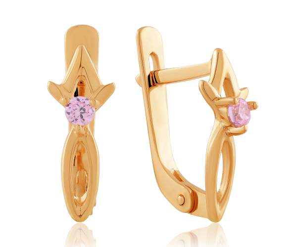 

Серьги с английской застежкой с куб. цирконием, красное золото, С0388Р