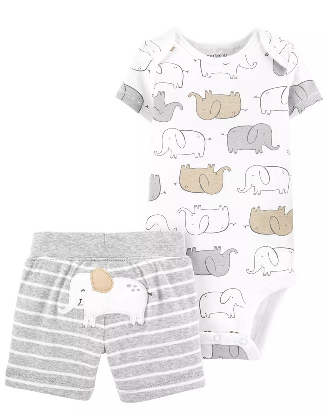 

Боди с коротким рукавом и шорты для мальчика Carters 4653 Carters 68 см 6 мес Серый 36922