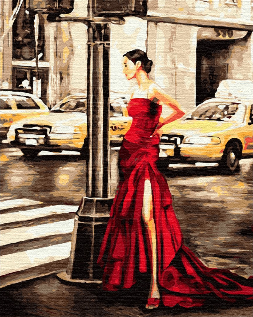 

Набор для творчества Картина по номерам Девушка и желтое такси