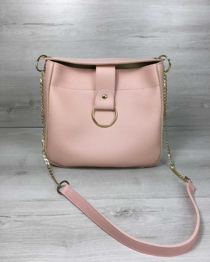 

Молодежная женская сумка Ева пудрового цвета