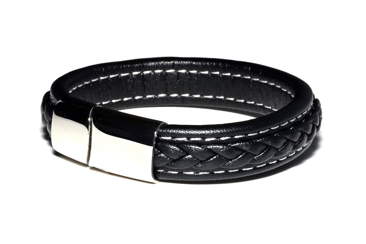 

Браслет Кожаный MS Bracelet Leather Black 092msb мужской Черный 21 размер