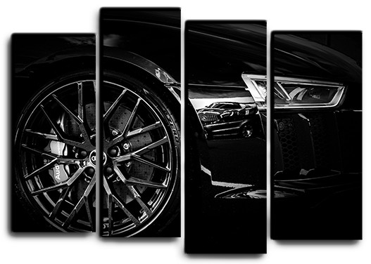 

Модульная картина на холсте из 4 частей авто Audi R8 спортседан Ауди Hotel Arizona HD 82 см x 112 см