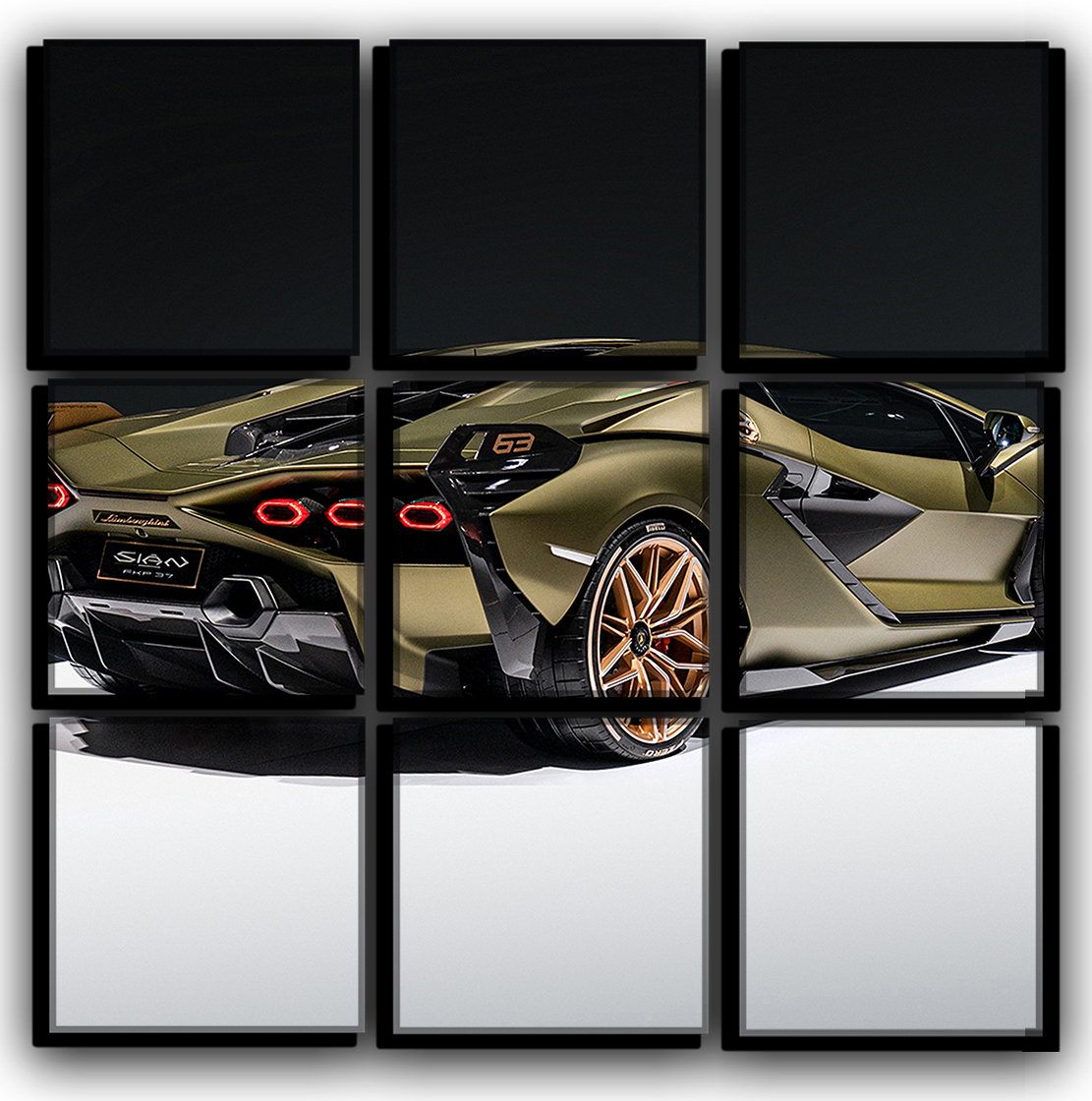 

Модульная картина на холсте 9 частей машина Lamborghini Sian спортивное авто Hotel Arizona HD 77 см x 77 см
