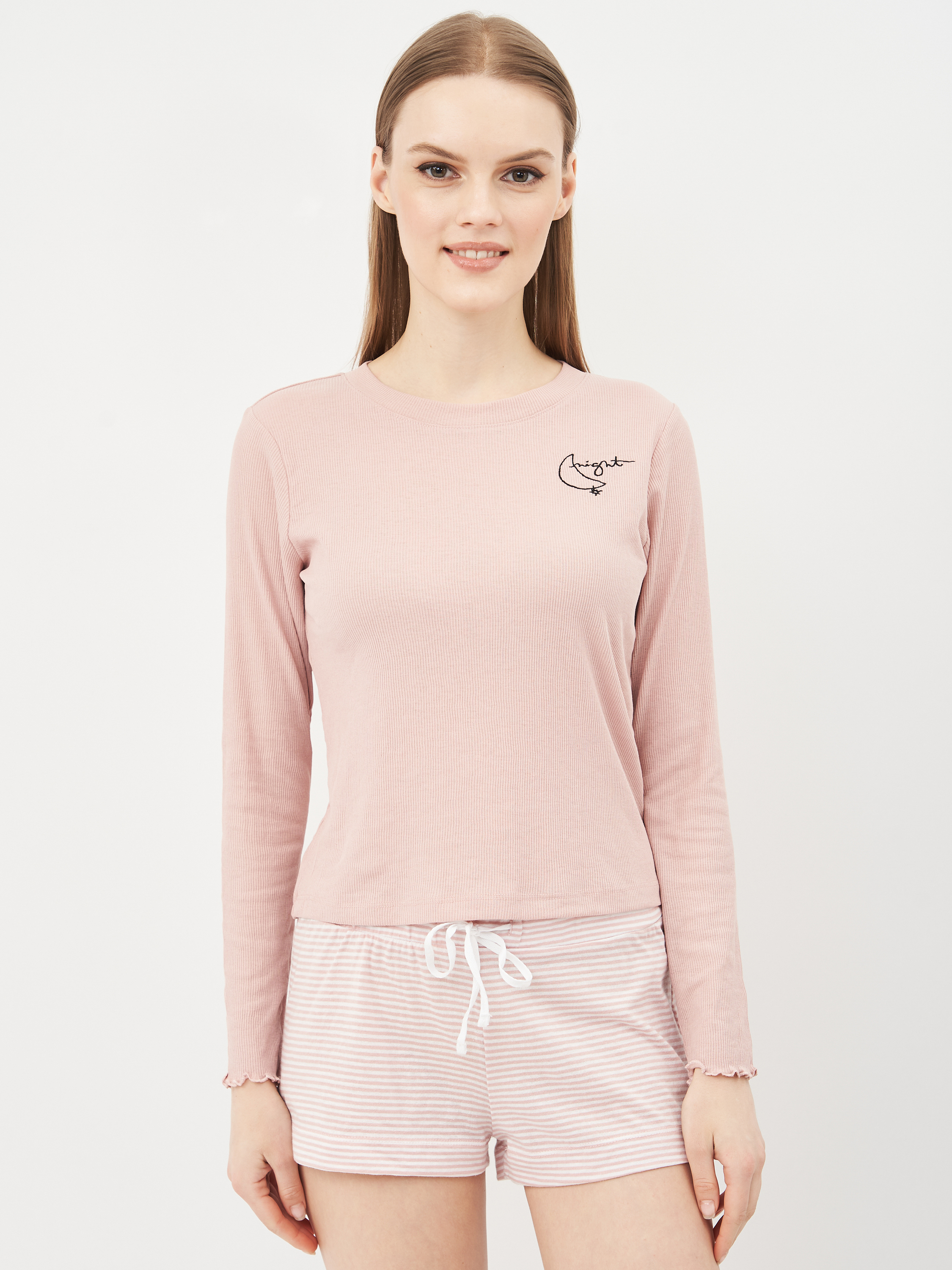 

Лонгслив пижамный H&M 302-82119912 S Пудровый