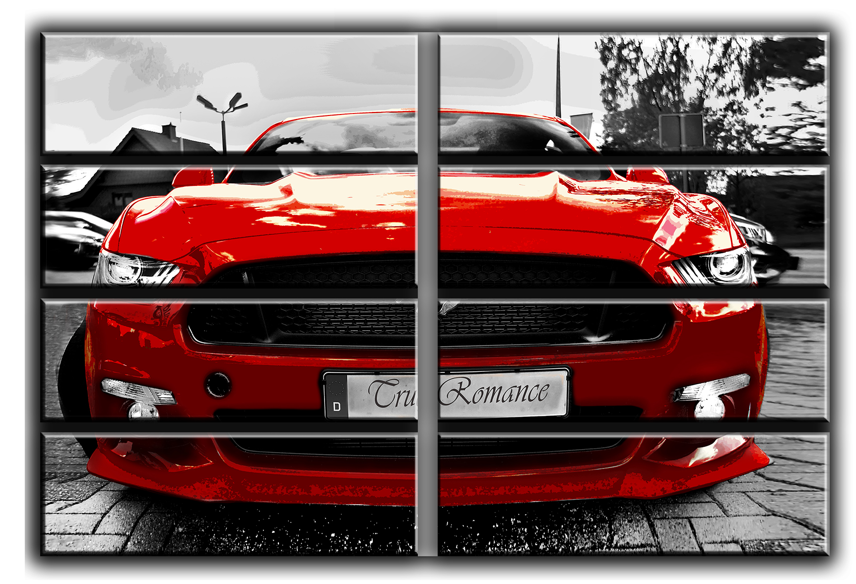 

Модульная картина на холсте из 8 больших частей авто Ford Mustang 2015 американский спотркар Hotel Arizona HD 178 см x 254 см