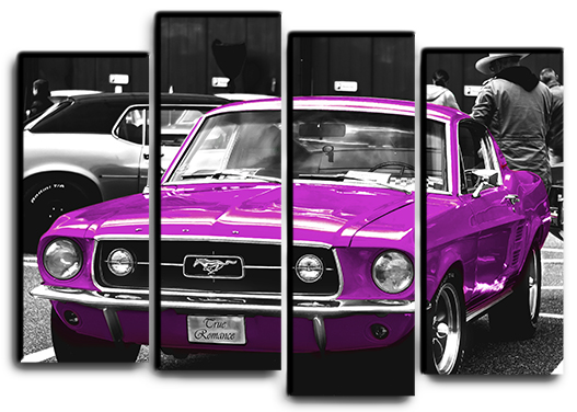 

Модульная картина на холсте из 4 частей Ford Mustang 1964 ретро авто Hotel Arizona HD 82 см x 112 см