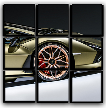 

Модульная картина на холсте 9 частей автомобиль Lamborghini Sian итальянский автомобиль Hotel Arizona HD 77 см x 77 см