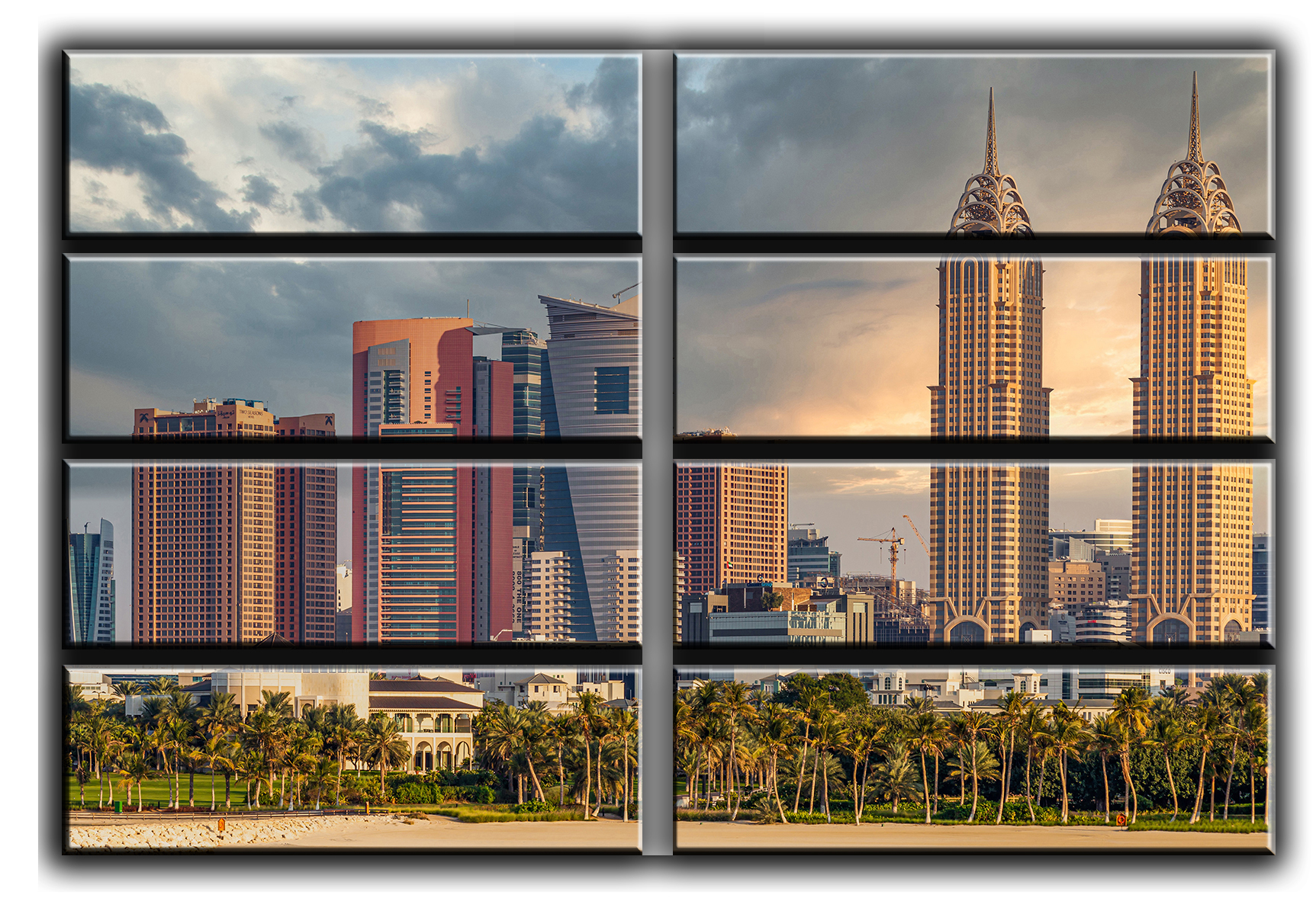 

Модульная картина на холсте из 8 больших частей Skyline Dubai городской пейзаж улицы урбан Hotel Arizona HD 178 см x 254 см