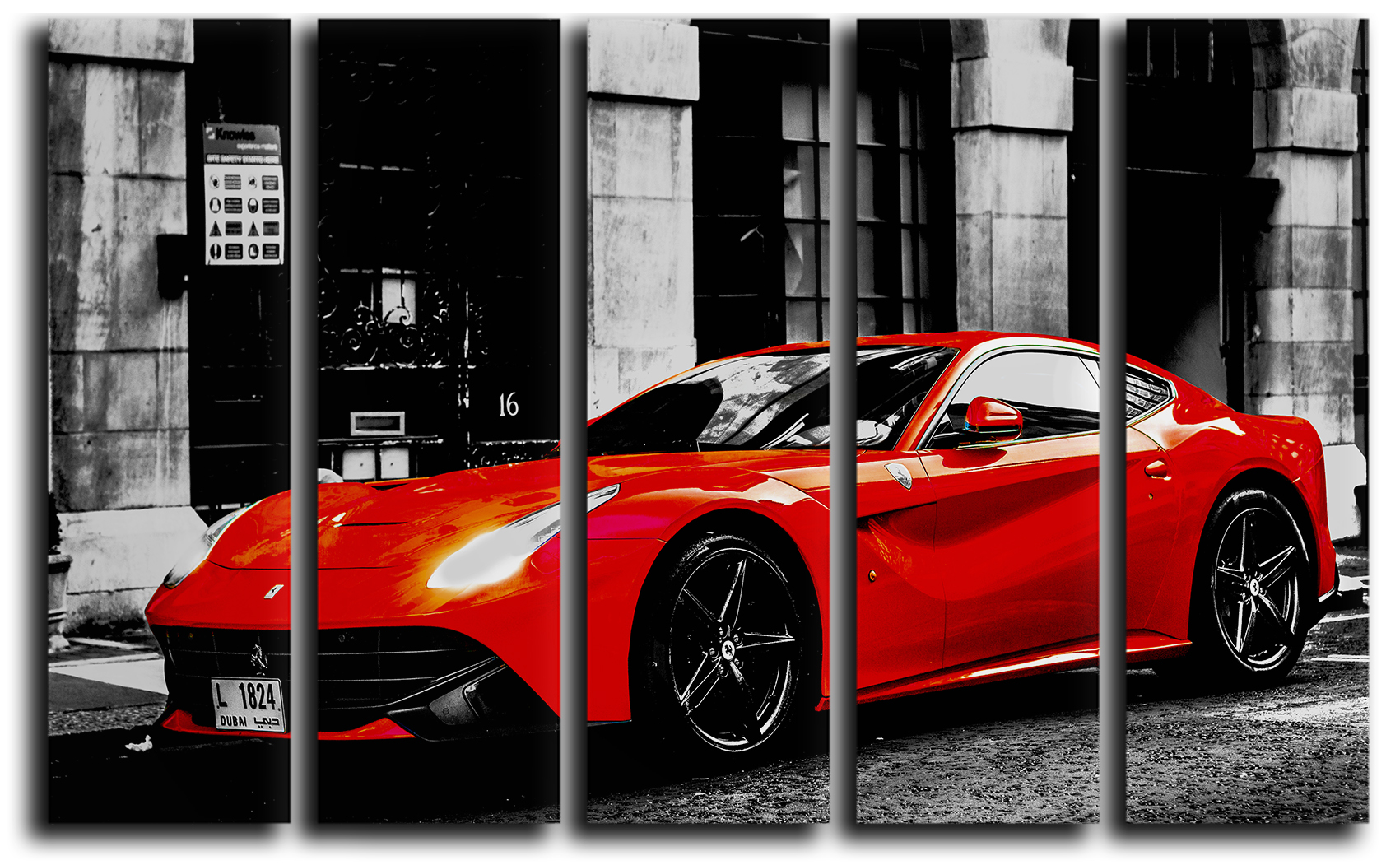 

Модульная картина на холсте из 5 частей Красный Ferrari F12 Berlinetta спортивный автомобиль Hotel Arizona HD 89 см x 140 см
