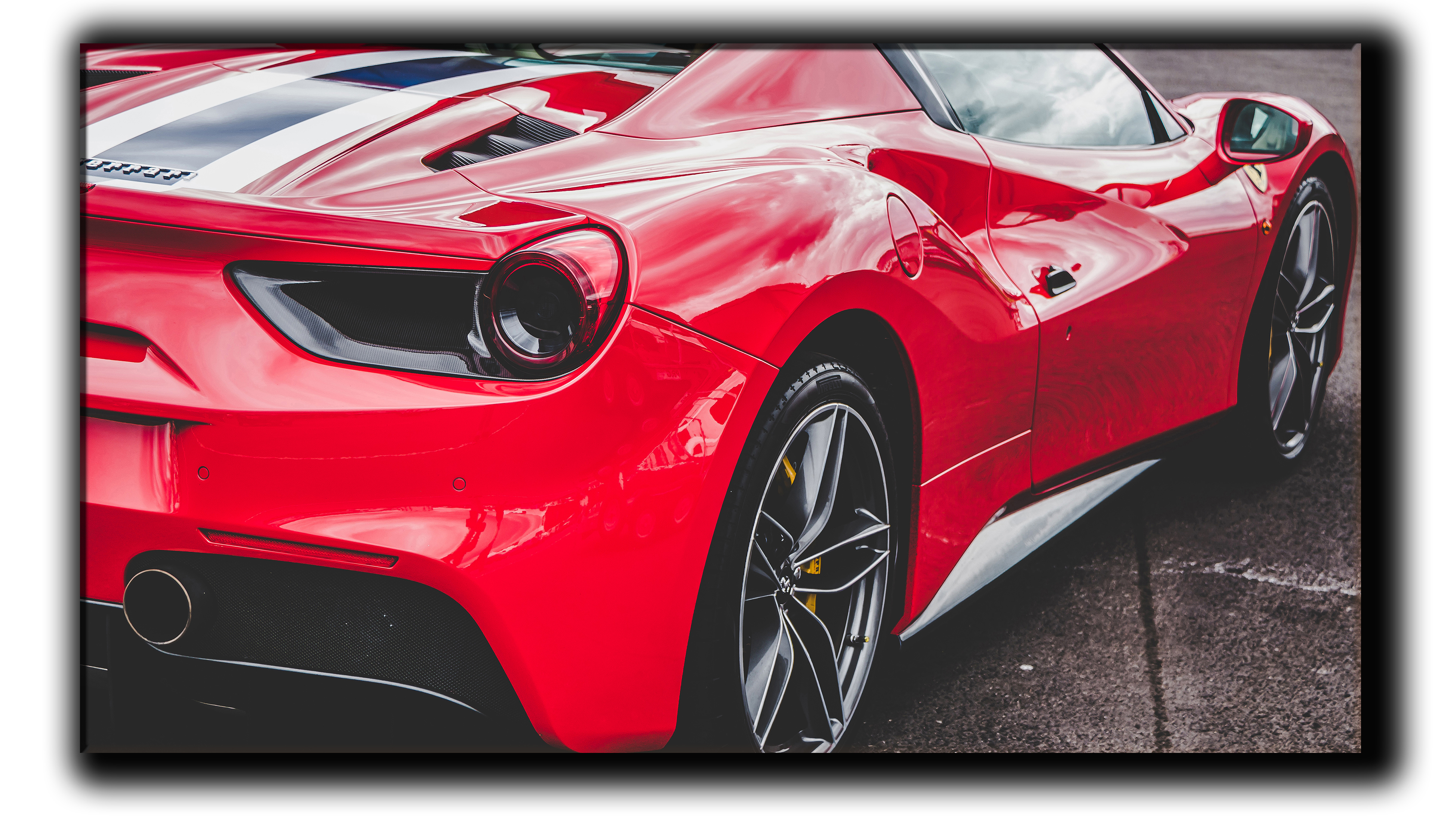 

картина на холсте суперкар Ferrari 488 спортивный Феррари Hotel Arizona HD 72 см x 127 см
