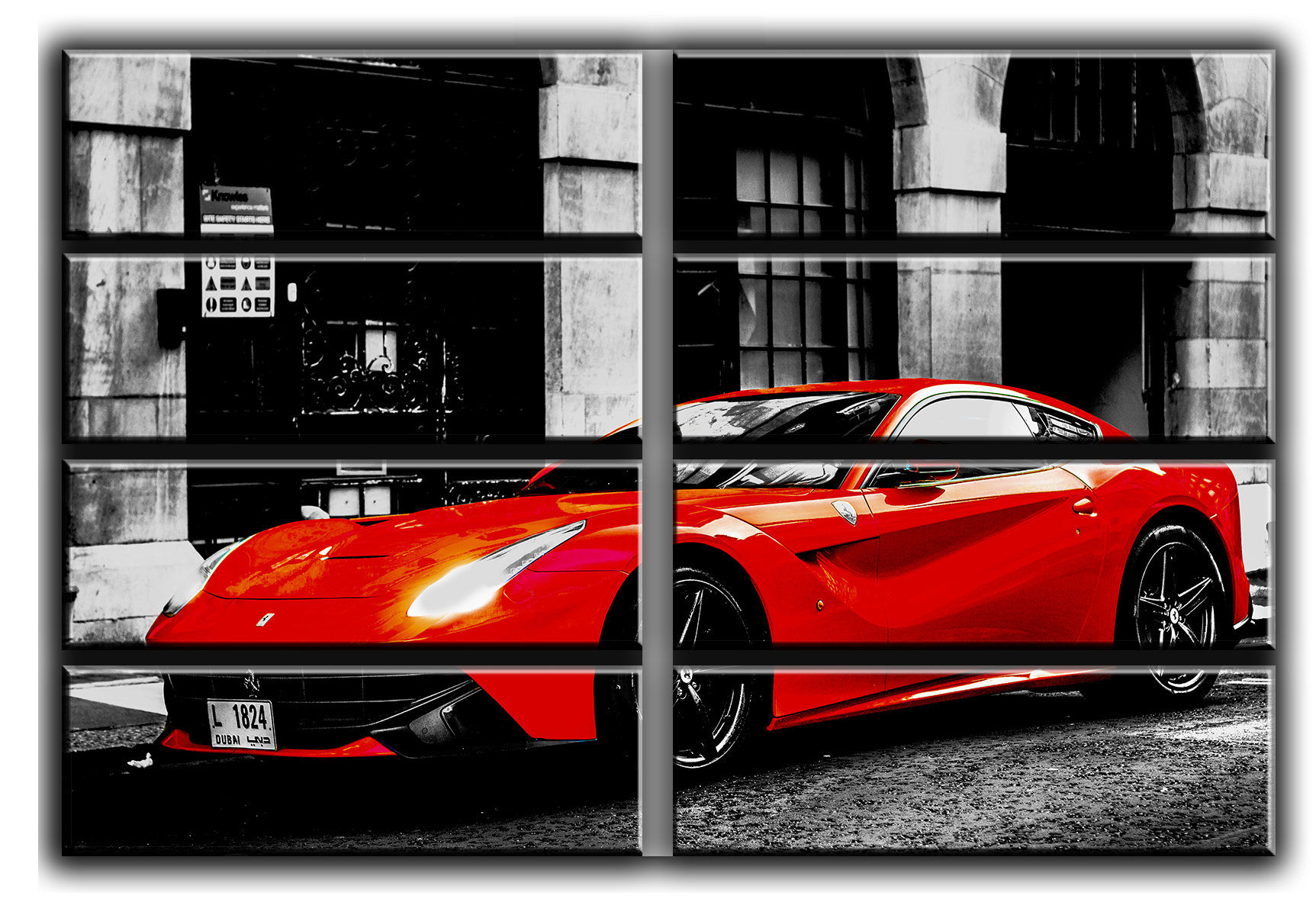 

Модульная картина на холсте из 8 больших частей Красный Ferrari F12 Berlinetta спортивный автомобиль Hotel Arizona HD 178 см x 254 см
