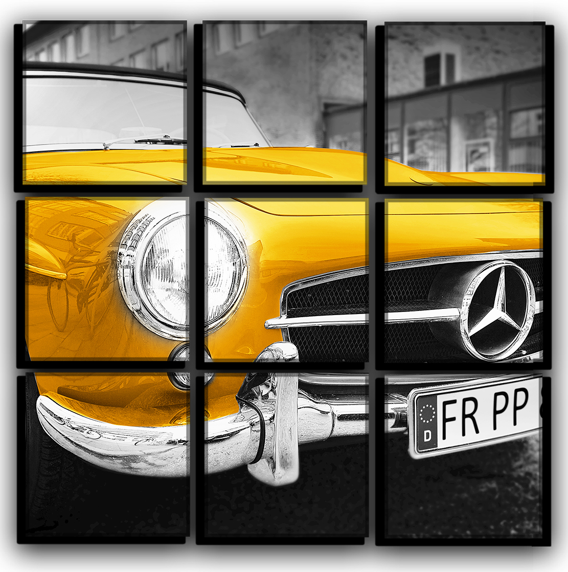 

Модульная картина на холсте 9 частей ретро Mercedes кабриолет автомобиль Мерседес Hotel Arizona HD 77 см x 77 см