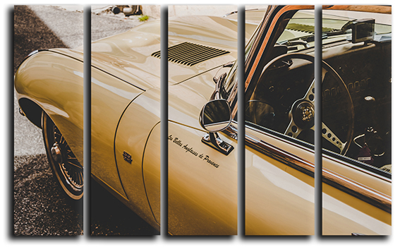 

Модульная картина на холсте из 5 частей Jaguar e-type старинные ретро винтажные авто Hotel Arizona HD 89 см x 140 см