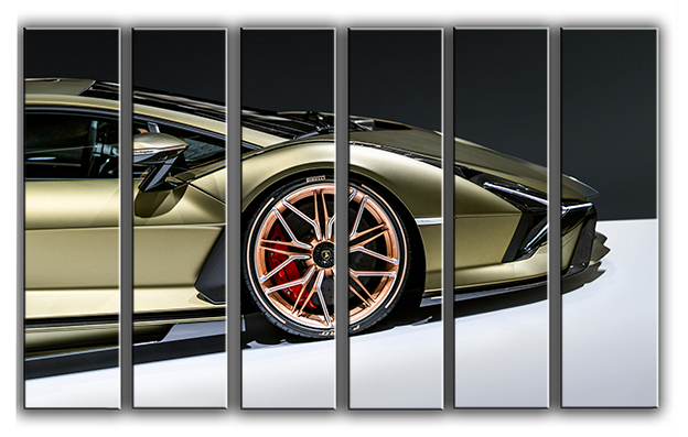 

Модульная картина на холсте из 6 частей автомобиль Lamborghini Sian итальянский автомобиль Hotel Arizona HD 112 см x 171 см