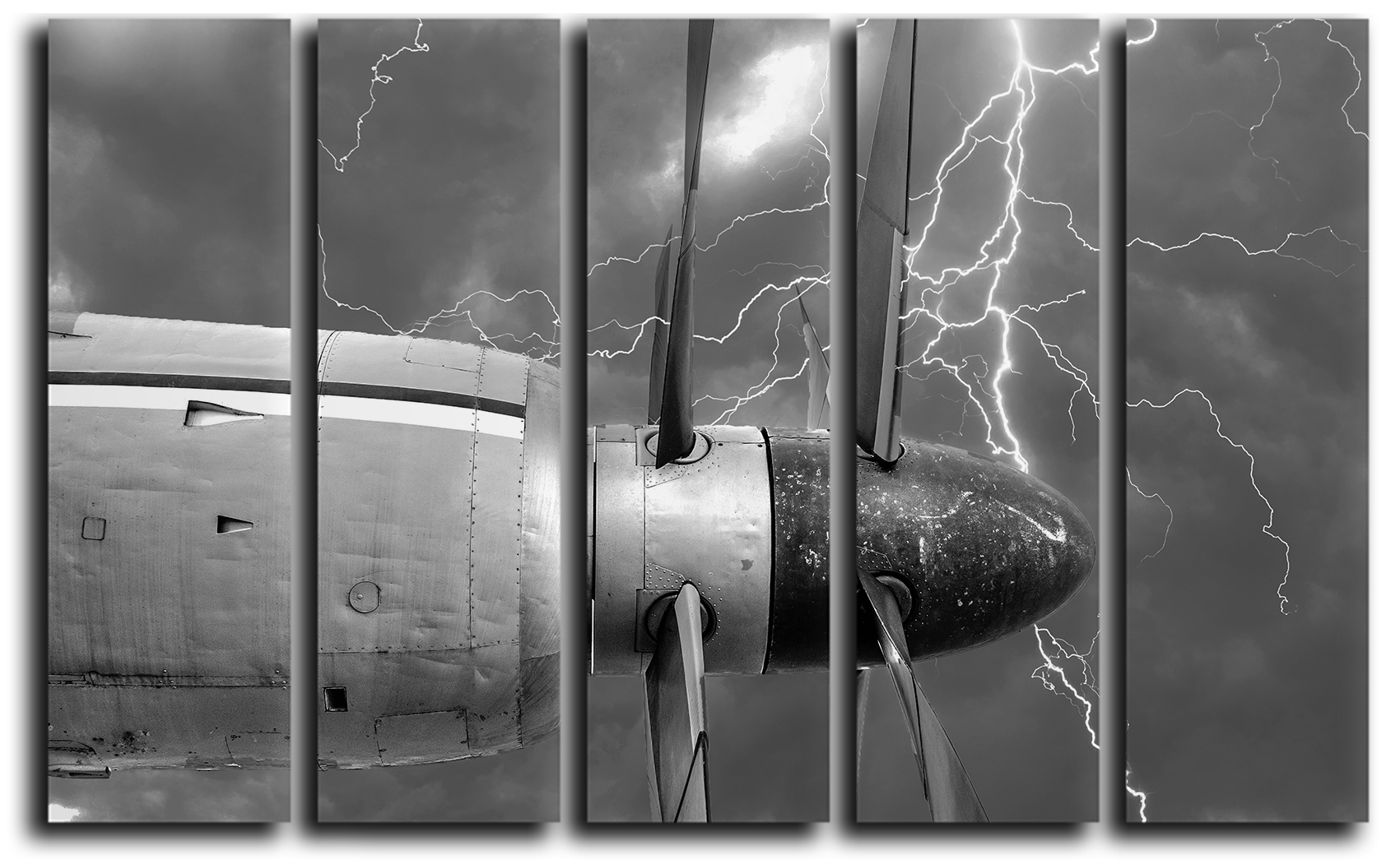 

Модульная картина на холсте из 5 частей пропеллер самолета авиадвигатель в грозу Hotel Arizona HD 89 см x 140 см