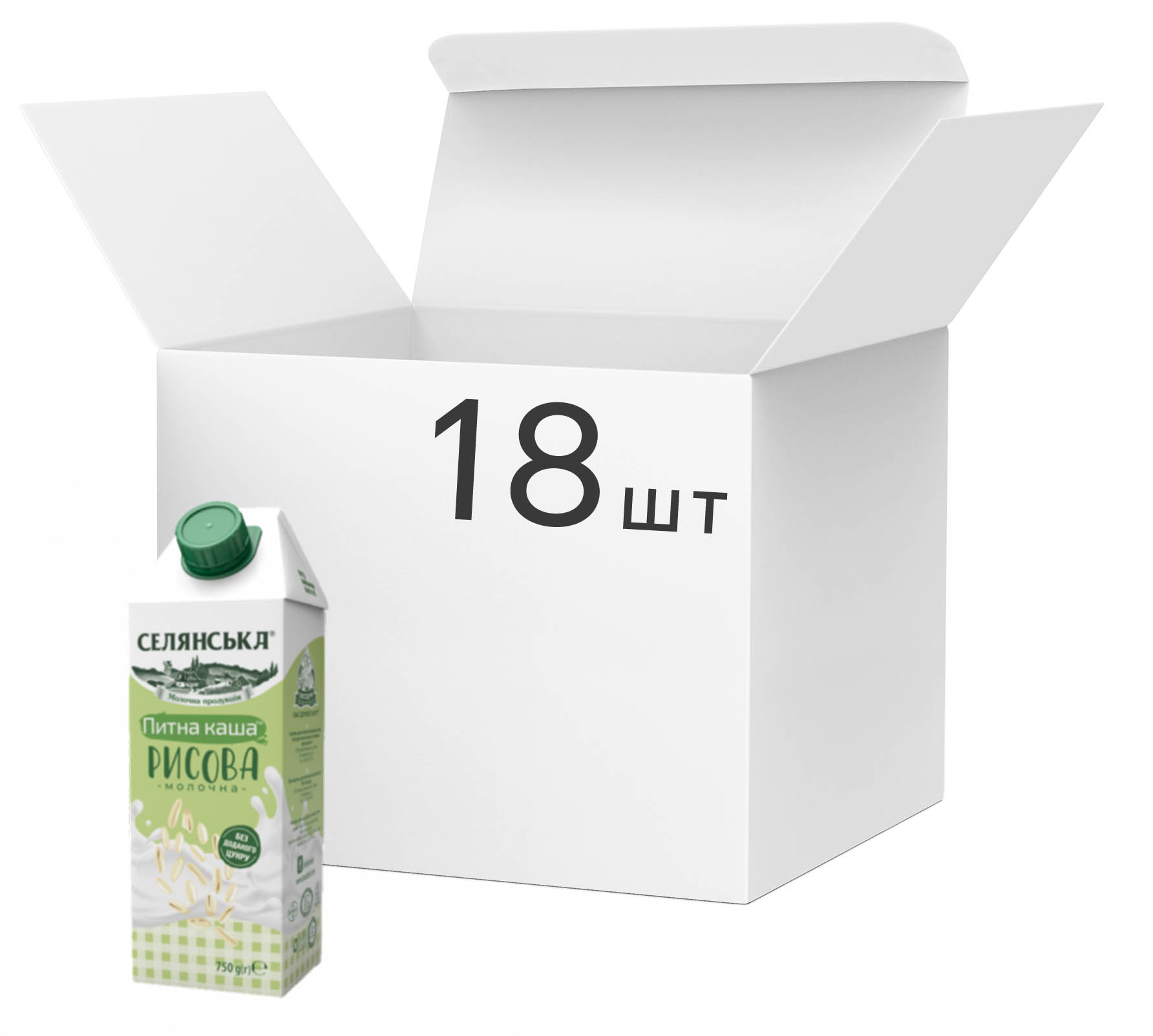 Акція на Упаковка каши молочной жидкой Селянська Рисовая ультрапастеризованная 2.5% жира 750 г х 18 шт (4820003489574) від Rozetka UA