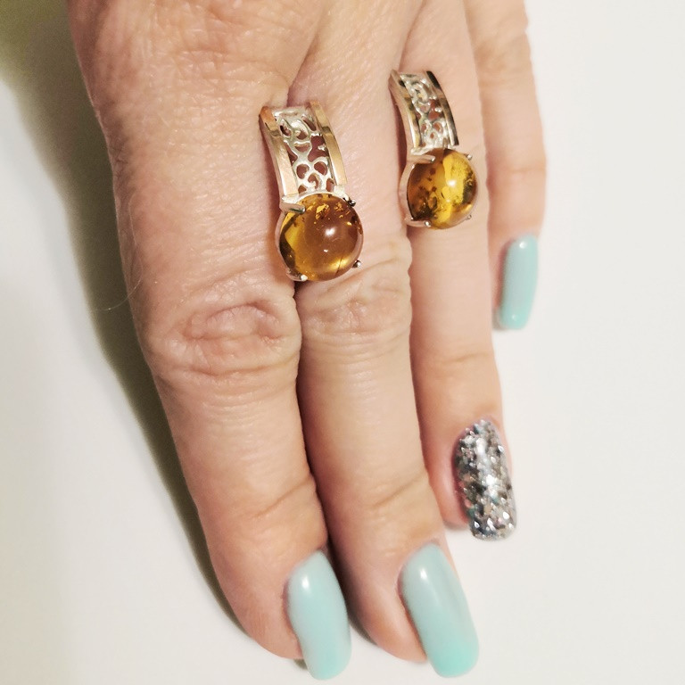 

Серебряные серьги с золотом и нат. янтарем Диана, 0457.01