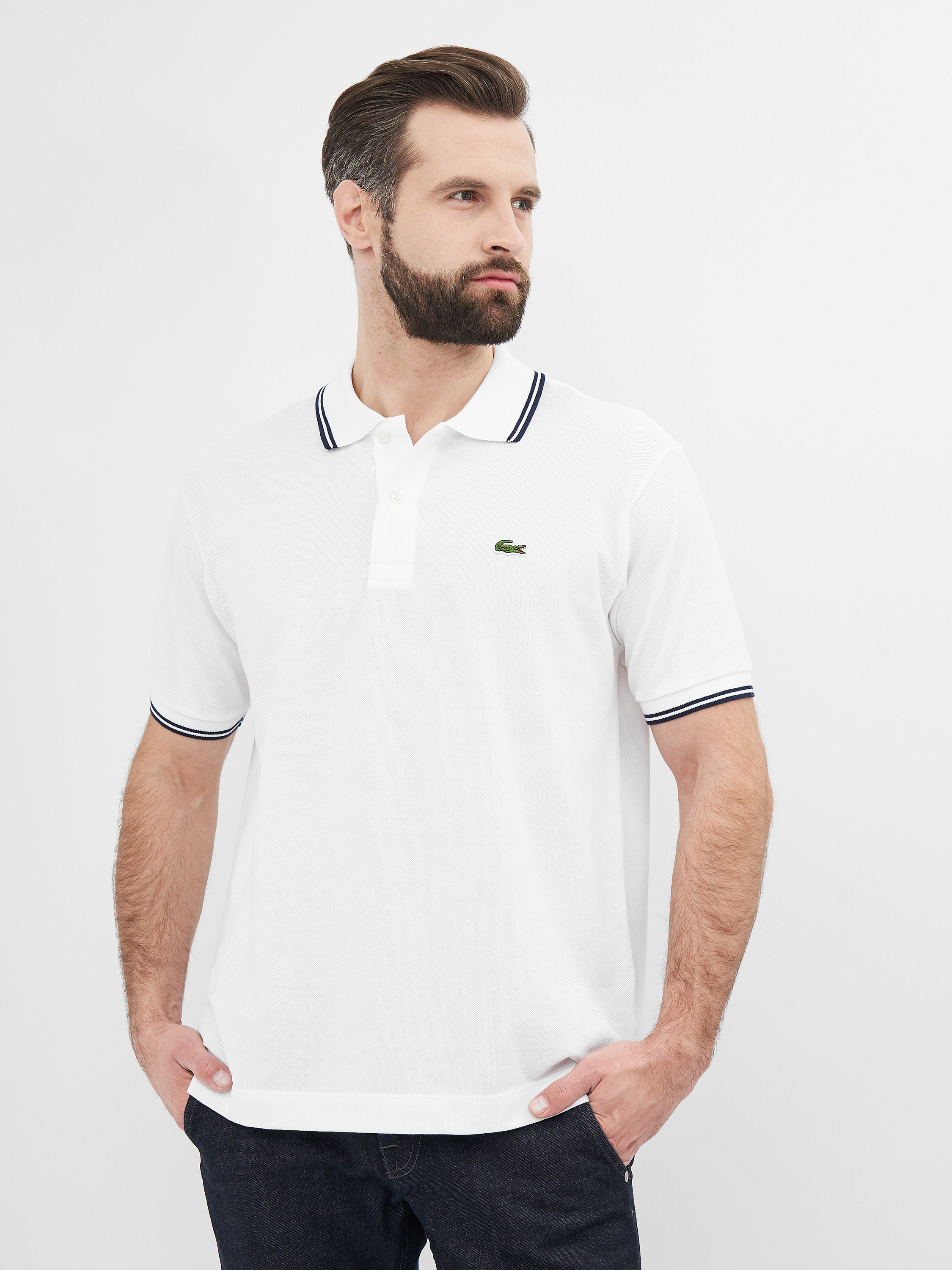 

Поло Lacoste PH2384-522  (T5) White/Navy Blue, Поло Lacoste PH2384-522 L (T5) White/Navy Blue
