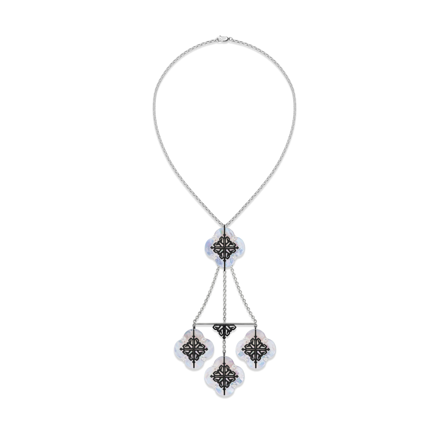 

Серебряное колье luxury kit из родированного серебра 925-й пробы с куб. циркониями корундом (3 3732 8) cava.cool