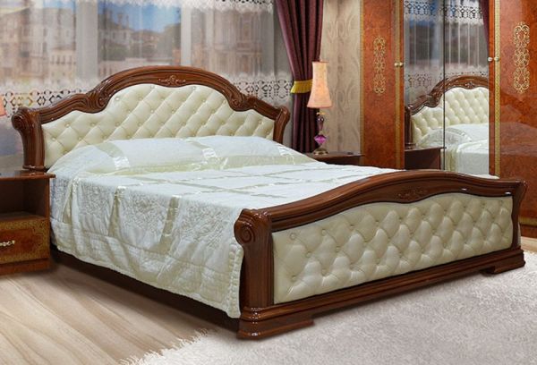 

Кровать двуспальная из ДСП 160*200 Венеция Новая Пино Орех Світ меблів с ламелевым каркасом