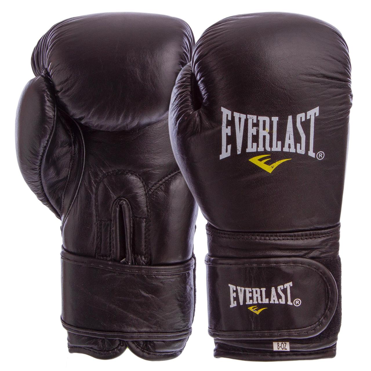 

Перчатки для бокса и единоборств EVERLAST Champ кожаные 4748 Black 8 унций