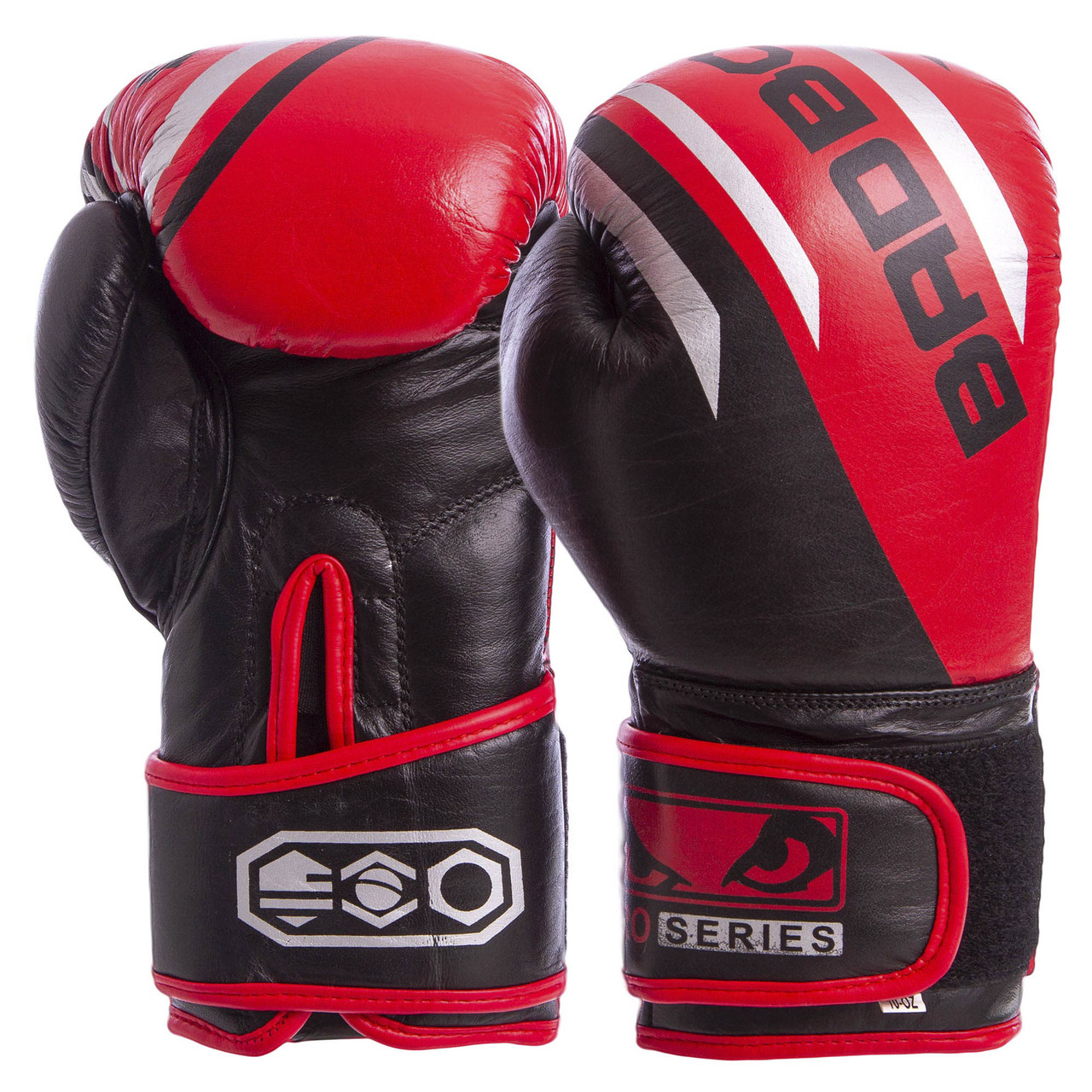 

Перчатки для бокса и единоборств BAD BOY Champ кожаные 6739 Black-Red-Grey 12 унций