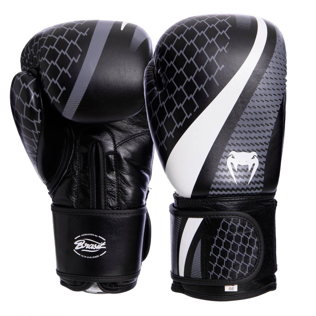

Перчатки для бокса и единоборств кожаные Venum New Contender 2.0 Champ VL-2034 Black-White-Grey 14 унций