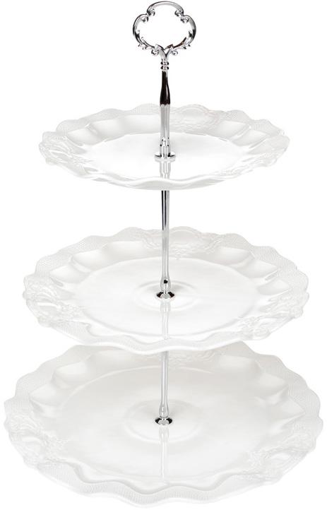 

Блюдо фуршетная стойка White City Кружево 3 яруса, высота 37см Bona (Р01632317147)