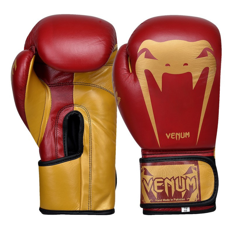 

Перчатки для бокса и единоборств Venum Giant Champ кожаные 8315 Red-Gold 12 унций