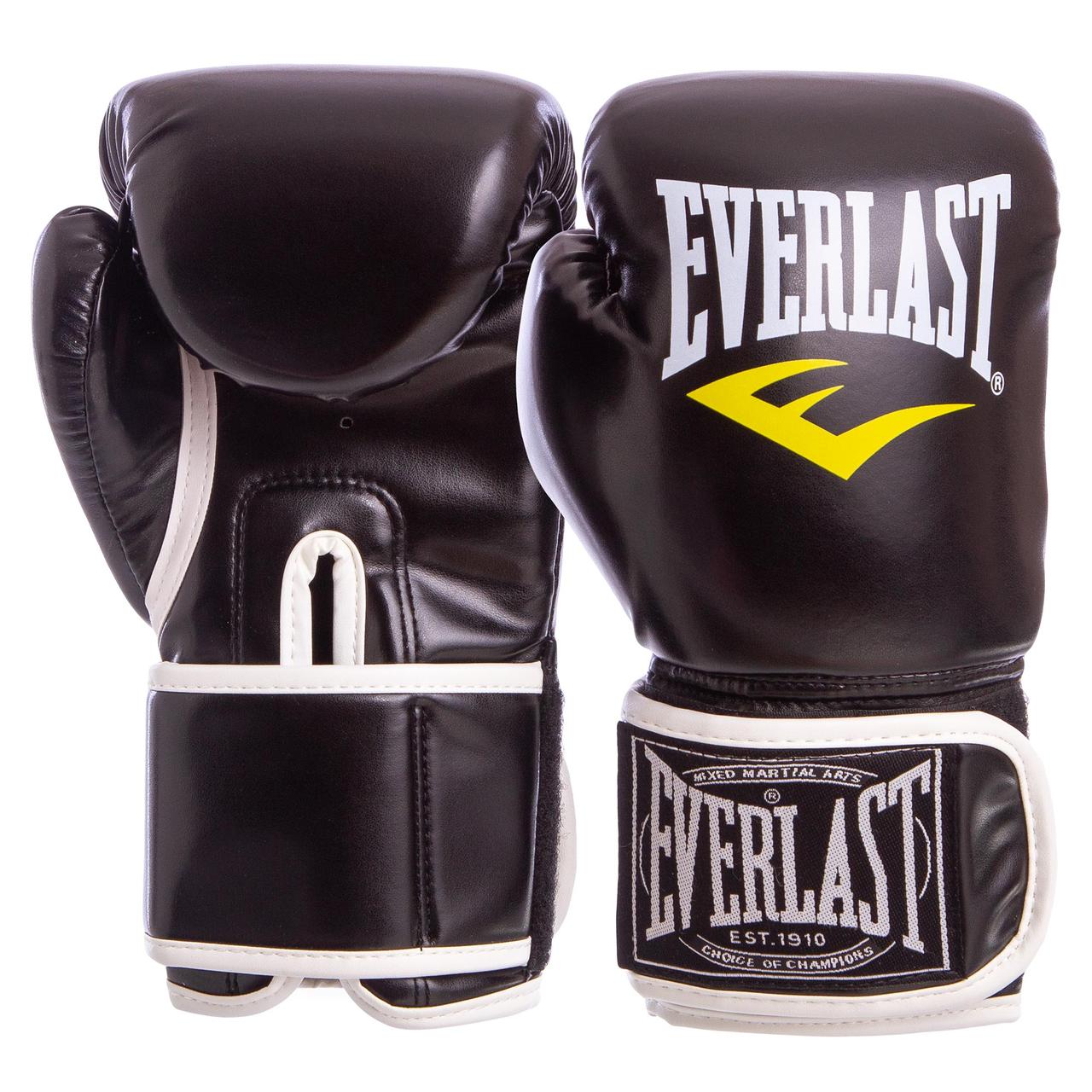 

Перчатки для бокса и единоборств на липучке Everlast Champ 3987 черный-белый 8 унций