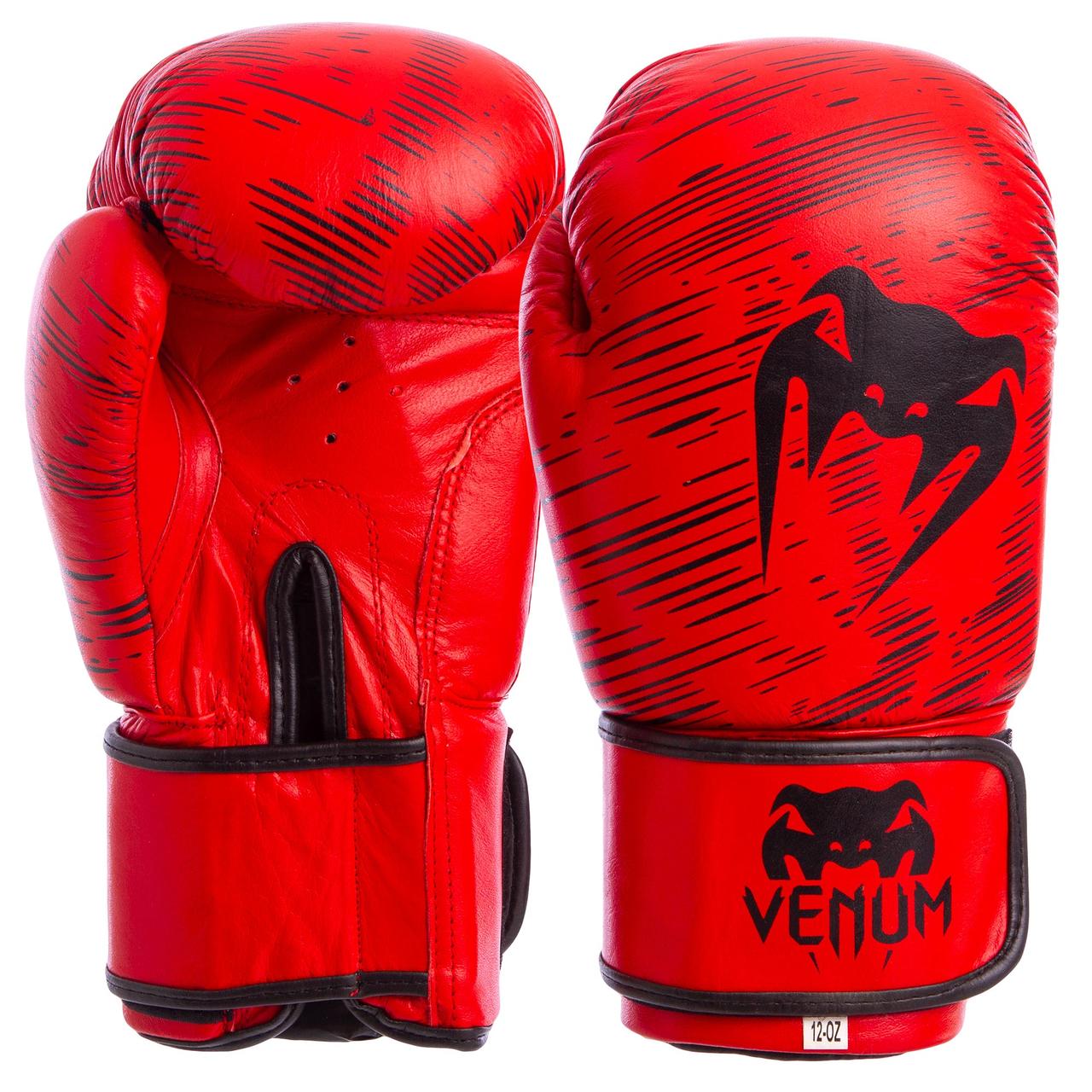 

Перчатки для бокса и единоборств Venum Champ кожаные 5430 Red-Black 14 унций