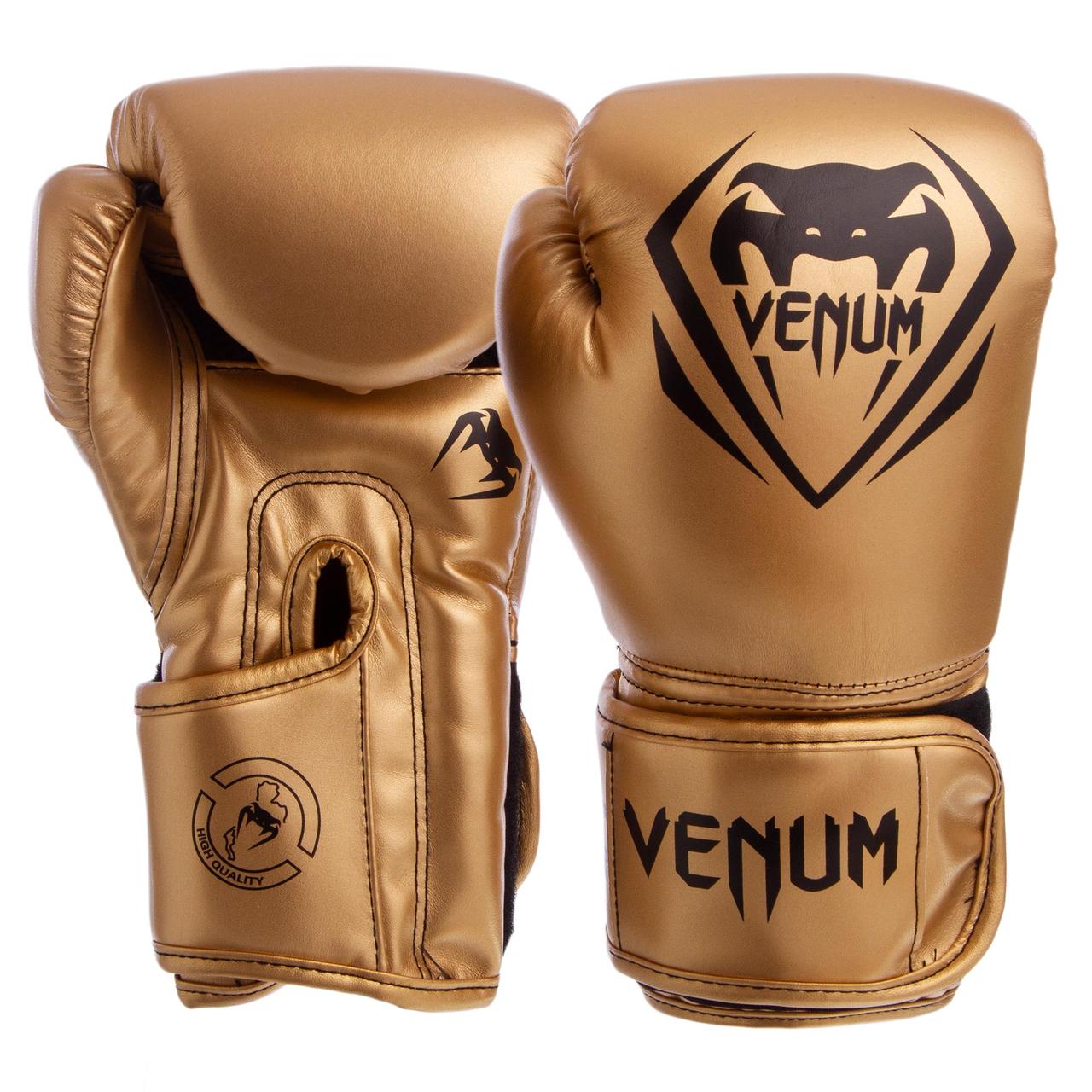 

Перчатки боксерские на липучке Venum Champ 8351 золотой-черный 12oz