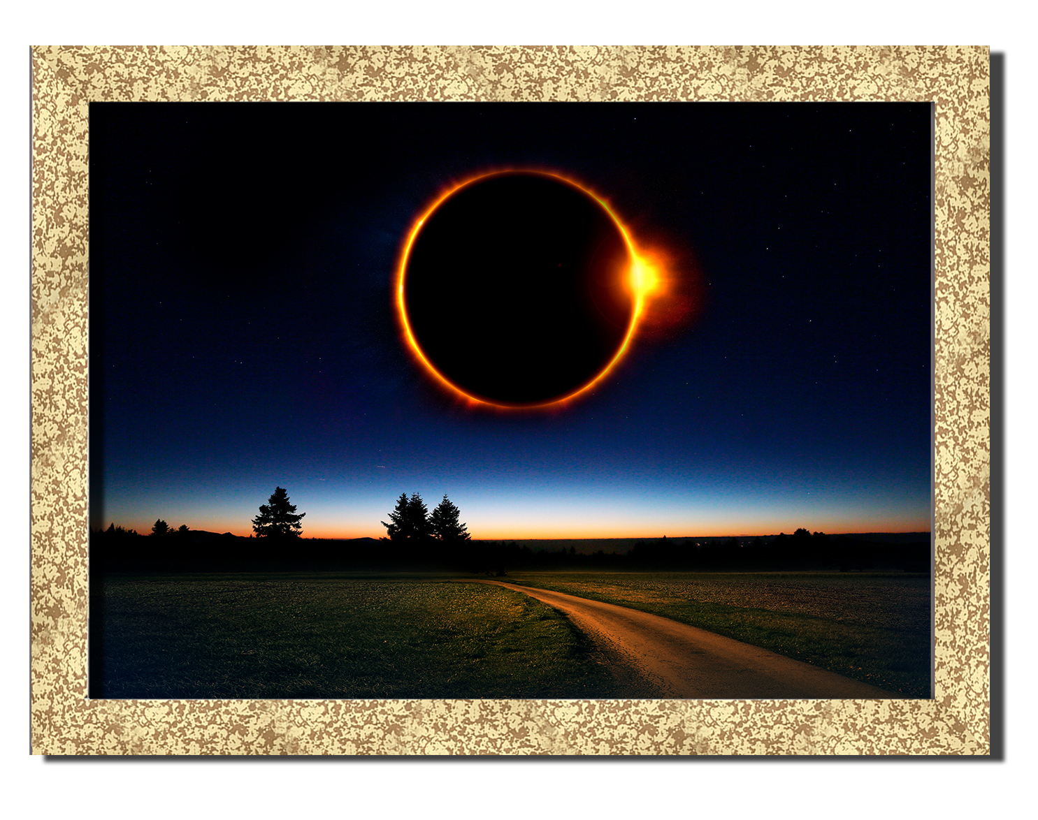 

Golden frame картина на файн-арт бумаге затмение луна Hotel Arizona HD 31 см x 41 см