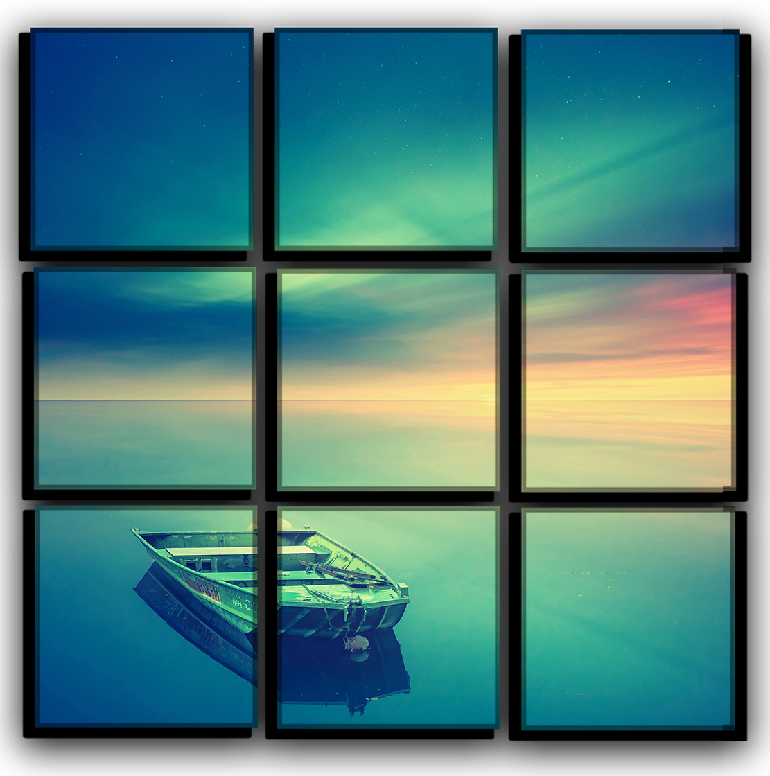 

Модульная картина на холсте 9 частей закат на озере природа, пейзаж, ландшафт Hotel Arizona HD 77 см x 77 см