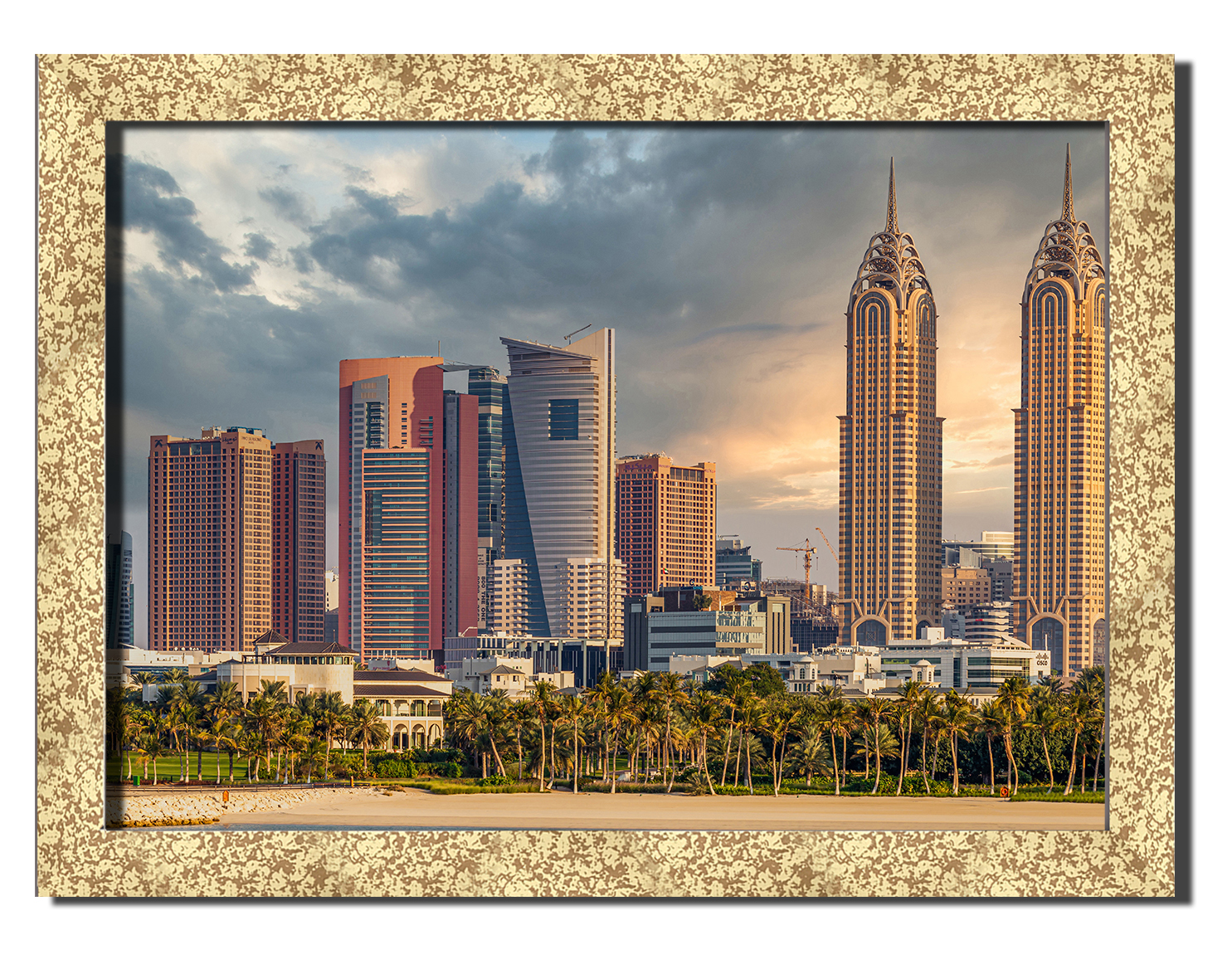 

Golden frame картина на файн-арт бумаге Skyline Dubai городской пейзаж улицы урбан Hotel Arizona HD 31 см x 41 см