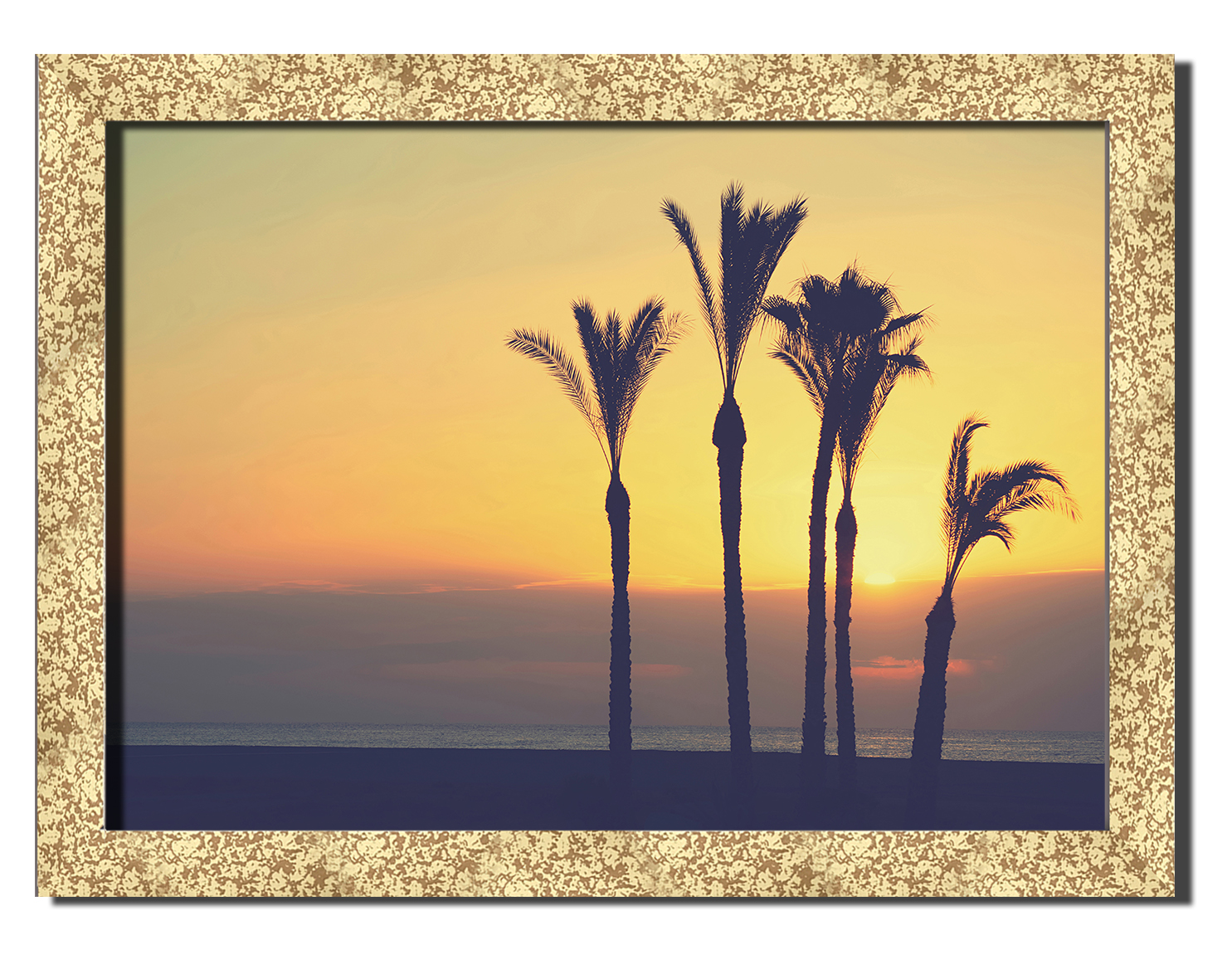 

Golden frame картина на файн-арт бумаге восход солнца и море природа пейзаж ландшафт Hotel Arizona HD 31 см x 41 см