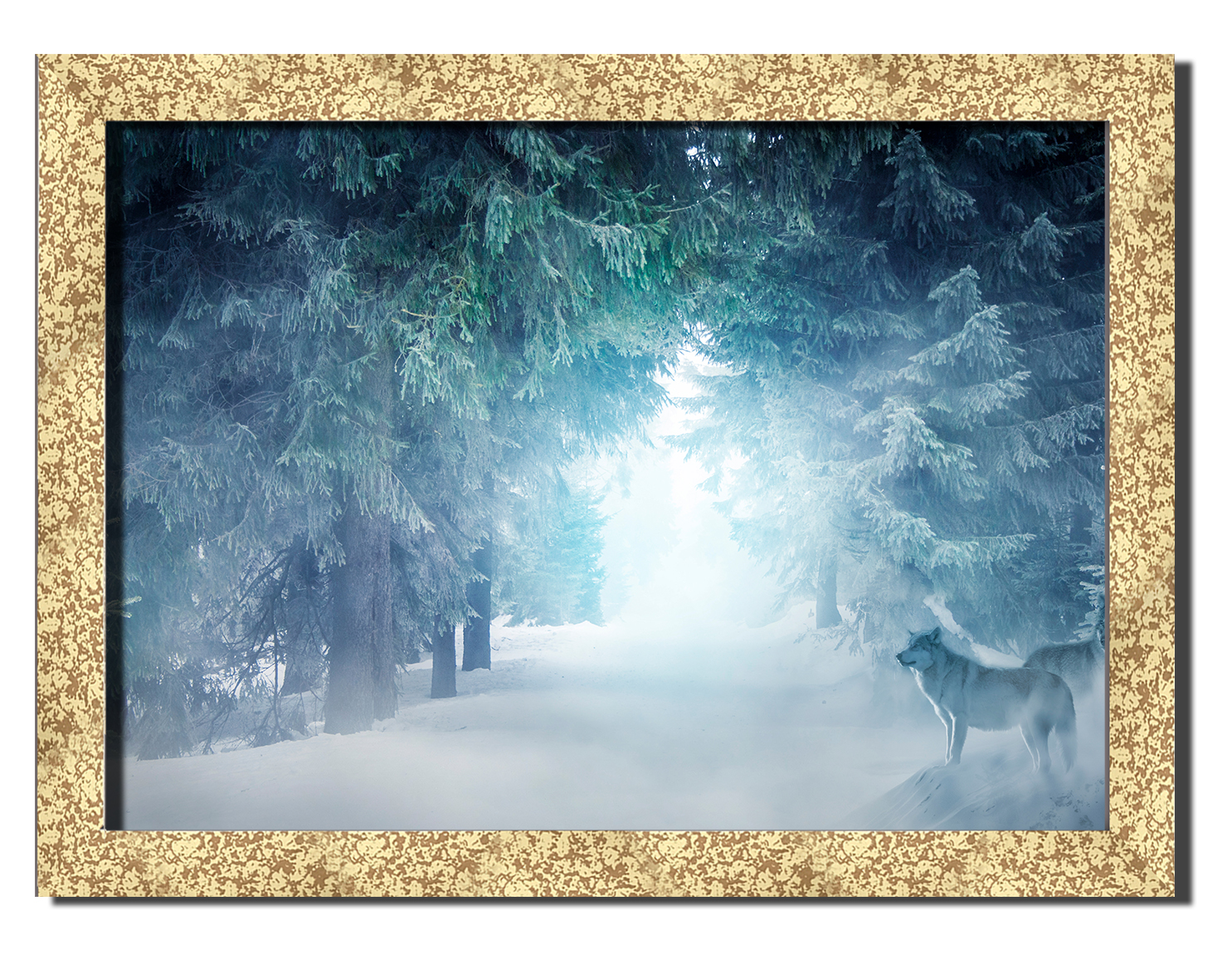 

Golden frame картина на файн-арт бумаге волки зимой лес Hotel Arizona HD 31 см x 41 см